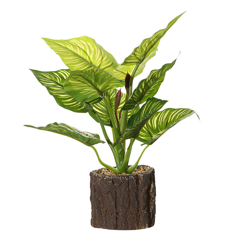Bonsái de Planta Verde Artificial de Tela para Decoración de Interiores