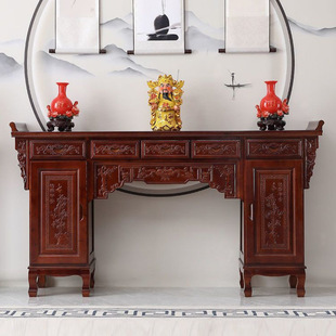 2025 New Chinese Style Solid Wood Altar Table Rural Ancestral Hall Main Hall Home Worship Table Incense Table Carved Cp