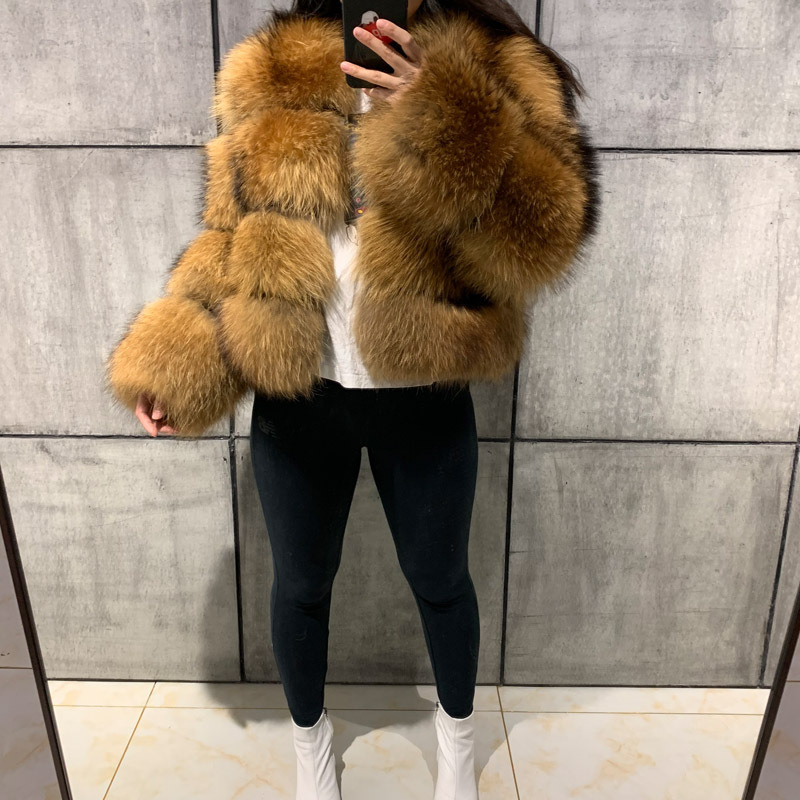 Fur jacket raccoon patchwork women's artificial fur_voghion.com
