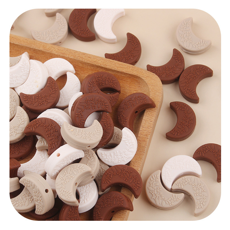 Amazon nuevo bebé de dibujos animados luna impresión molar dientes dientes dientes joyas joyas creativo accesorios de cadena de chupete de bricolaje