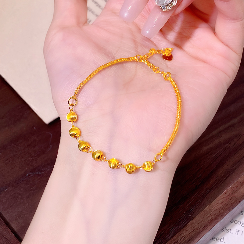 Brass Gold-Plated Ancient-Style Dazzling Cat's Eye Bracelet for Women, High-End Light Luxury Exquisite Fortune Bead Jewelry, Versatile and Long-Lasting Color Retention