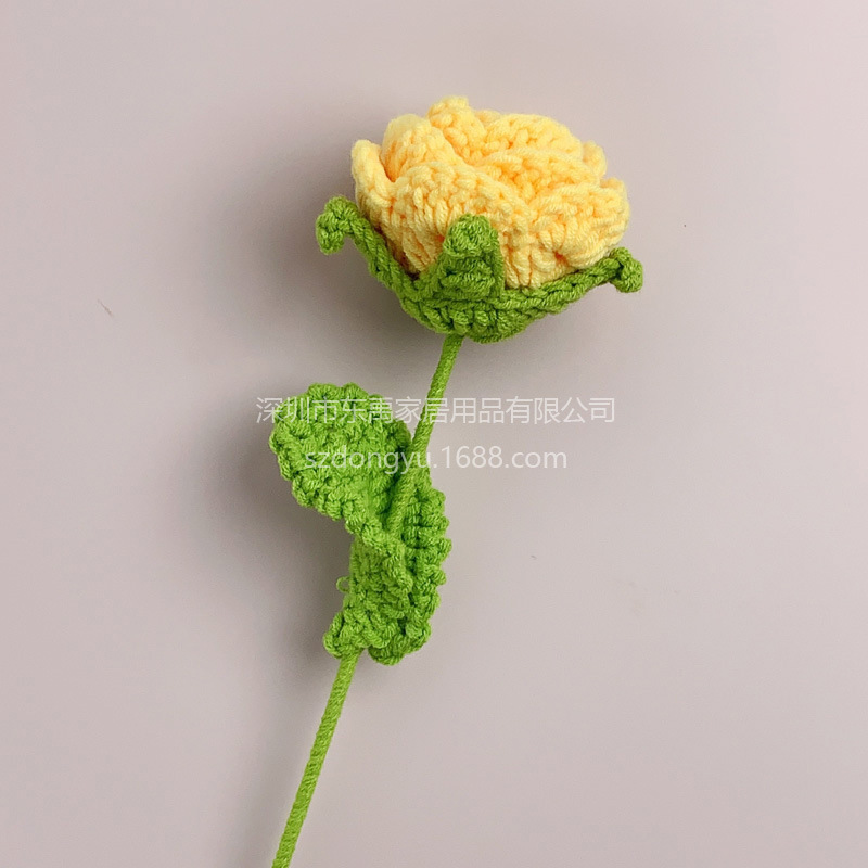 玫瑰花编织花束假花手工钩针仿真花毛线花朵成品情人节教师节礼物|undefined