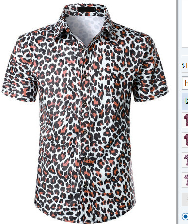 Comercio exterior transfronterizo hombres primavera 3D impresión llama manga corta Camisa casual personalidad europea y americana hombres más tamaño camisa hombres