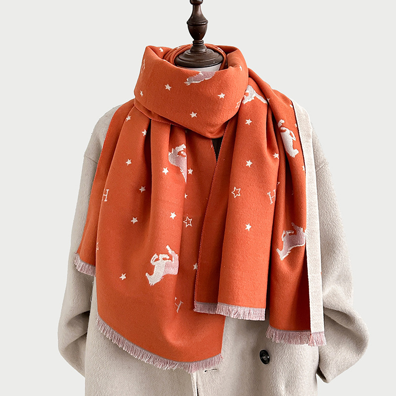Bufandas coreanas de cachemira de dama 2025 pájaros con un bufón de aire acondicionado que se vuelve más grueso y cálido