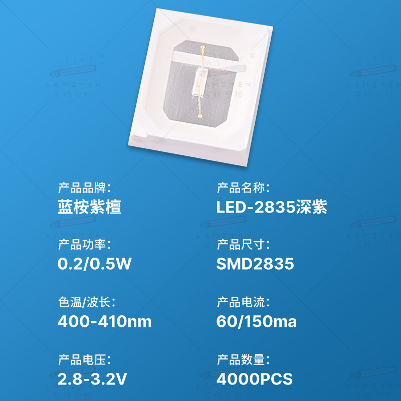 2835 딥 퍼플-400-410nm0.2W