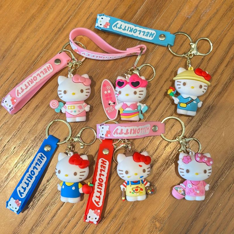 かわいい漫画赤と青 kt 猫キーホルダーサンリオ人形バッグキーホルダーペンダントイベント人形マシンギフト|undefined