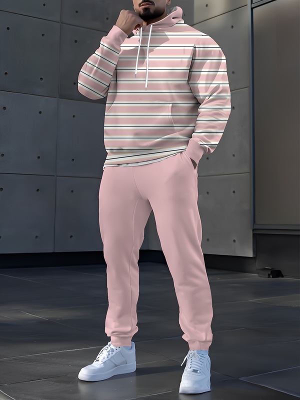 TEMU跨境3D印花男女同款运动服套装休闲连帽卫衣长裤时尚春秋男装|undefined