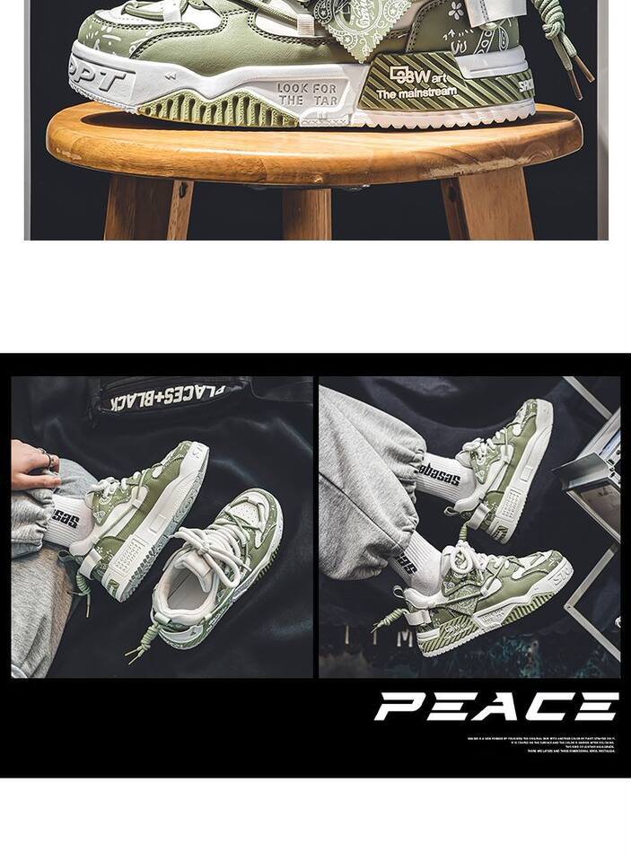 Giày sneaker nam đế dày tăng chiều cao, thân thấp dây buộc, phối màu trơn — 6678 Trắng Xanh Lục, 6678 màu Milan, 6678 trắng đen chi tiết 5