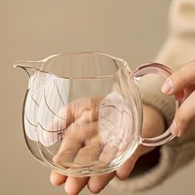 高硼硅彩把手公道杯耐高温玻璃茶海纯手工高透玻璃茶海分茶公道杯
