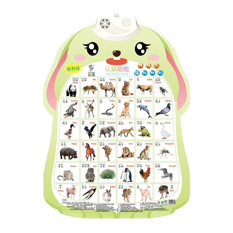 乐乐鱼 Rabbit, flip chart, cute toy, teaching brainteaser, with sound, early education