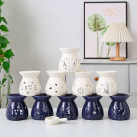 跨境星月小香精炉香氛批发香精灯多色净化空气小夜灯家居镂空陶瓷