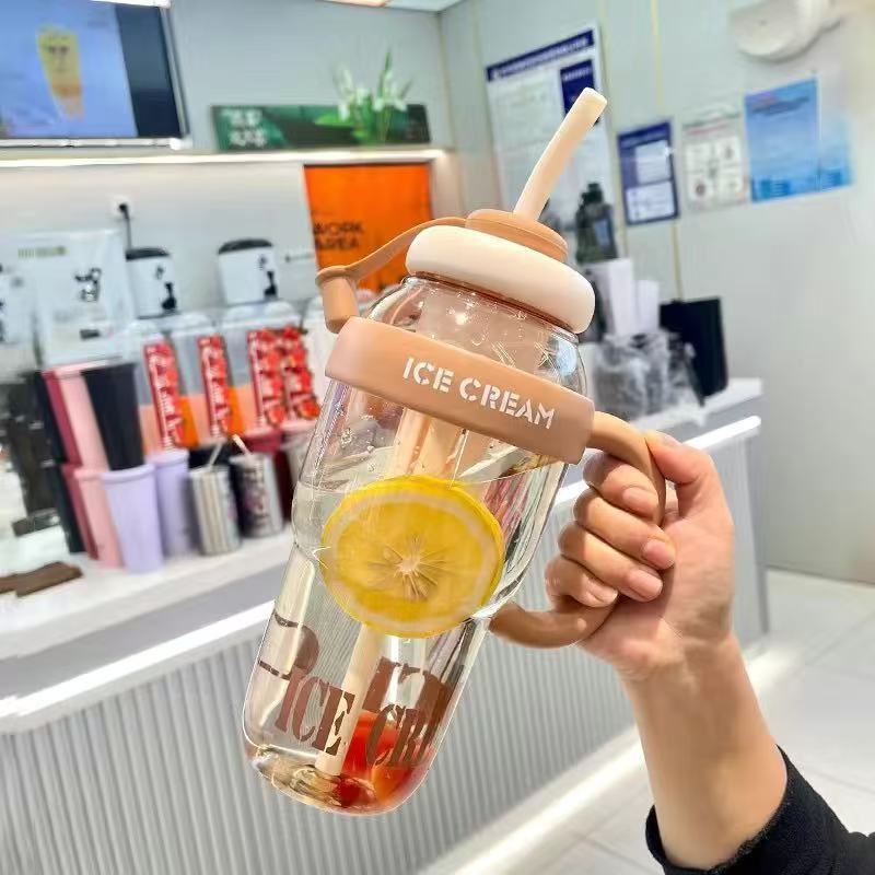 新品ビッグマック夏ハンドルプラスチックカップかわいい大容量アイスカップ耐高温ストローカップギフトカップ|undefined