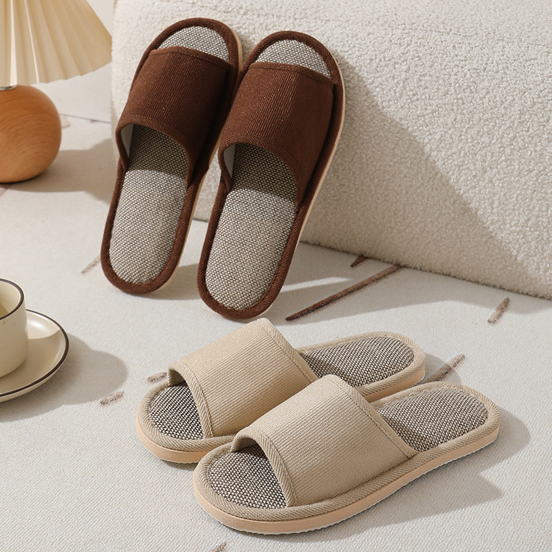 B&B Slippers, Linen Hotel Slippers, Beauty Salon Slippers, Home Use, Silent, Men's Thickened Non-Slip Slippers, Women's Wholesale