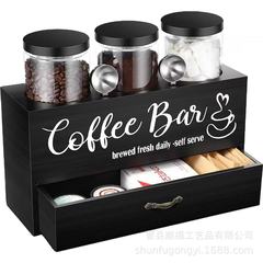 シンプルな木製コーヒージャー収納ラックデスクトップコーヒーカプセル収納ボックス木製ミルクティーバッグコーヒー豆収納ボックス