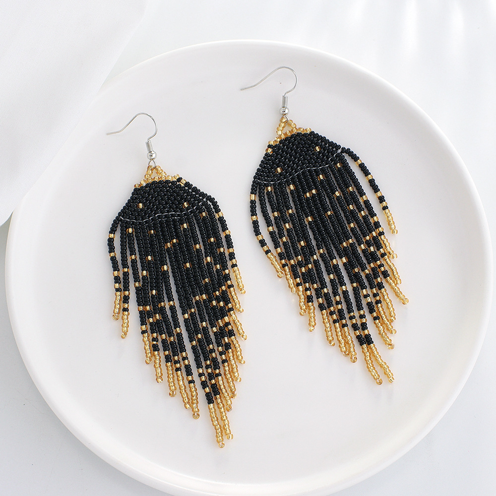 Tassel Pattern 1 Pair Bohemian Tassel Beaded Drop Earrings