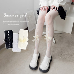 Women's Black and White Fishnet Stockings with Holes, Bowknot Lacy Mesh Sexy Black Stockings, Pure Desire Pantyhose Manufacturer Wholesale