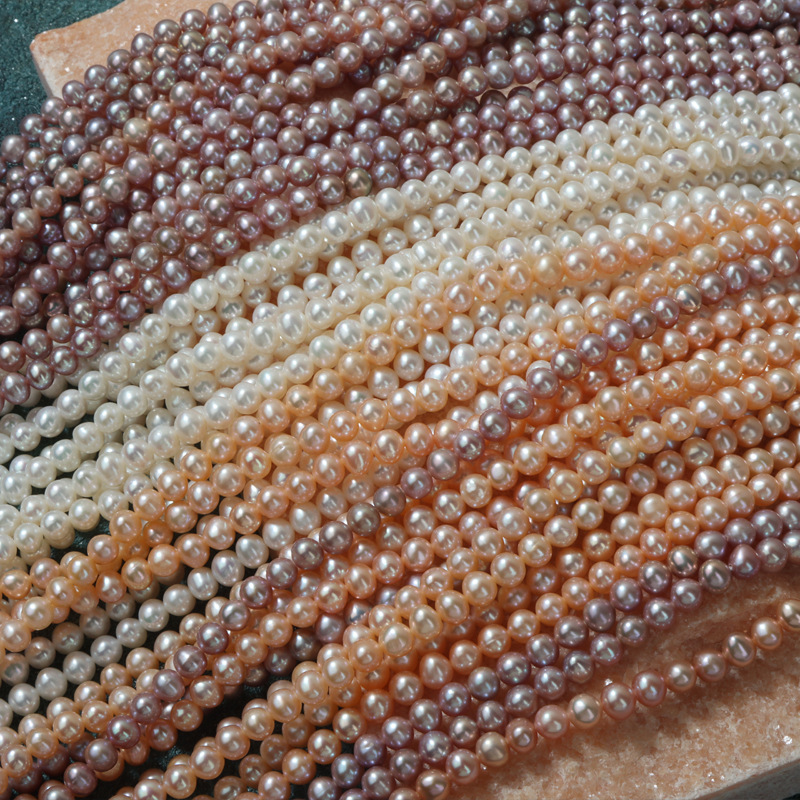 5mm Strong light Drift natural freshwater Pearl Loose bead Partially Prepared Products Bare chain diy manual Bead Jewelry parts wholesale