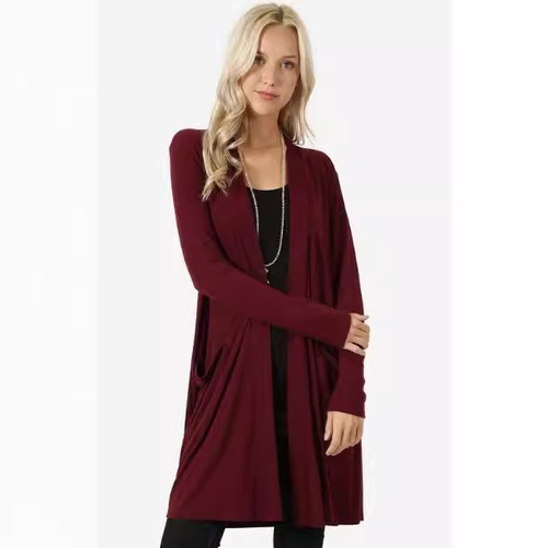  AliExpress Wish Amazon eBay Western Simple Long Sleeve Mid-length Cardigan