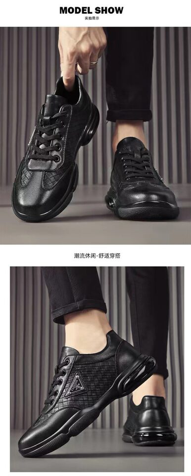 Giày thể thao nam da nhân tạo đế mềm nhẹ kiểu sneaker thời trang — Màu nâu, Màu đen chi tiết 11