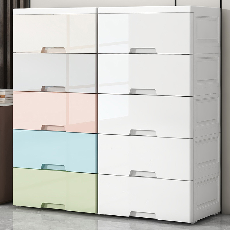 35/48 Wide Plastic Drawer-Type Storage Cabinet Snack Cabinet Household Intimates Box Chest of Drawers under the Table Storage Box