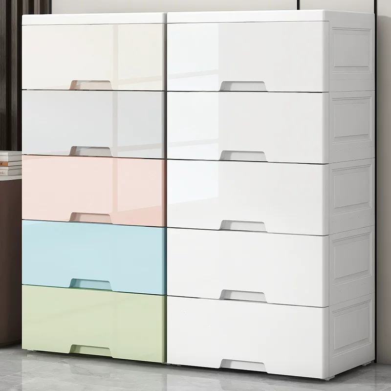 Plastic Drawer Storage Cabinet, 35/48/73 cm, Modular 3–7 Layer Drawers, Macaron/Morandi/White