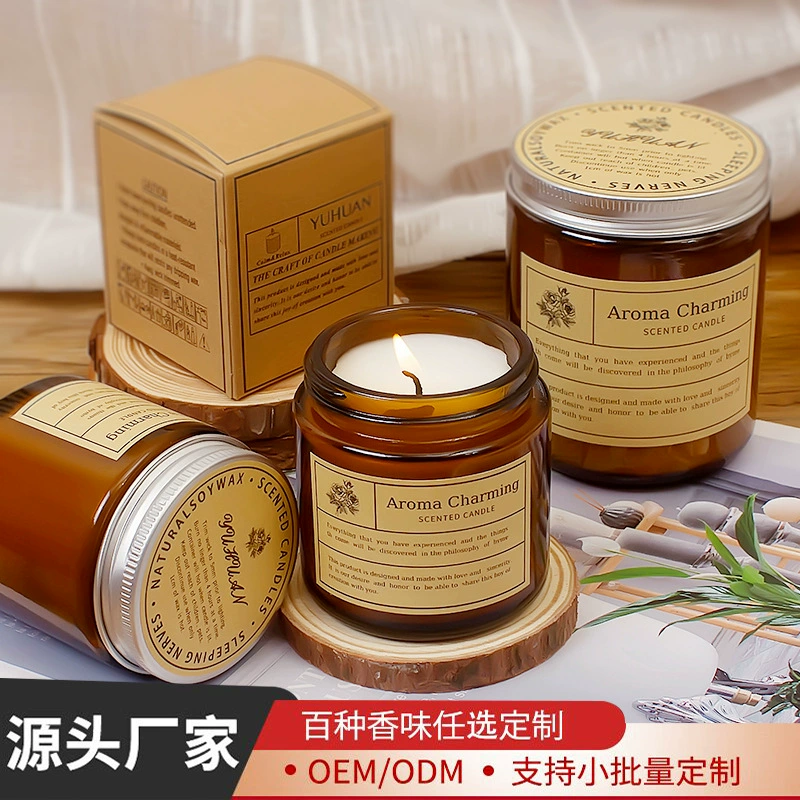 Обработка Индивидуальные Бездымные Ароматерапевтические Свечи Оптовая Спальня Благовония Украшения Коричневая Бутылка Ручной Работы Аромат Подарок