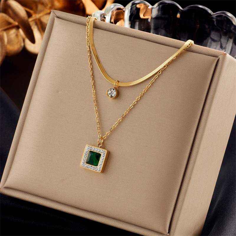 15g Weight Wholesale Jewelry Elegant Color Block Square Titanium Steel Jewelry Set
