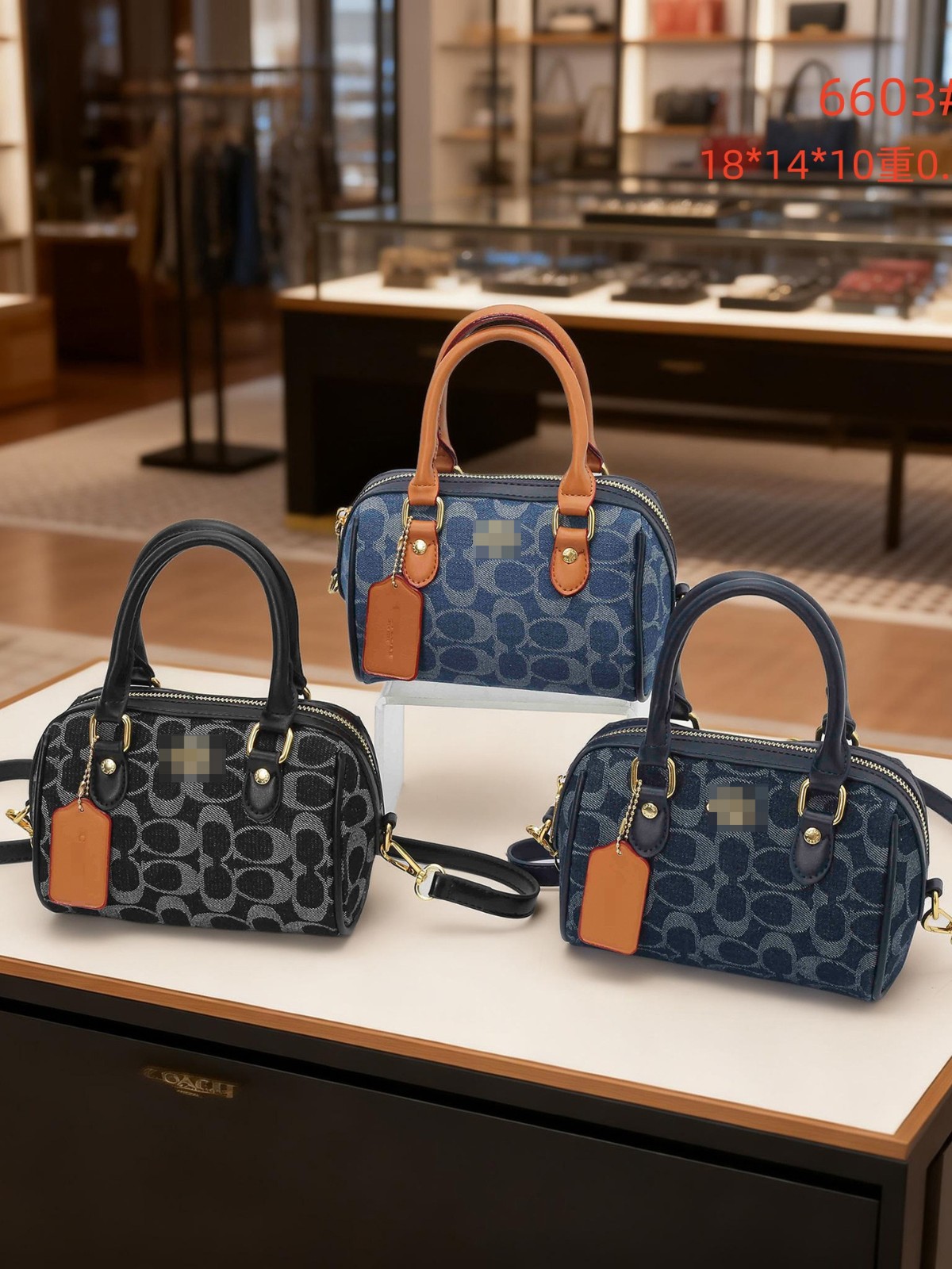 Coach üslubunda mini monogram çanta, çarpaz asma üçün