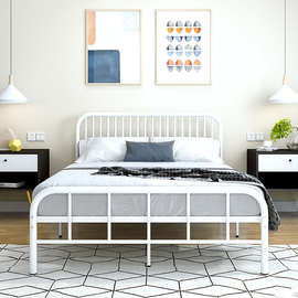 L7现代简约铁架床双人床1.5米18米出租房公寓经济型铁床铁艺架子