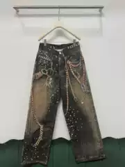AC1981 Chinese New Year Limited Edition Black & Gold Chain Print Zip-Fly Relaxed Vintage Jeans