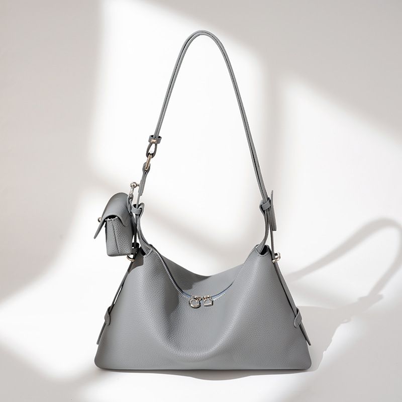 Women's Genuine Leather Handbag 2025 New Design Niche Crossbody Bag Korean Style Zipper Top Grain Cowhide Pillow Shoulder Bag - Thumbnail 2
