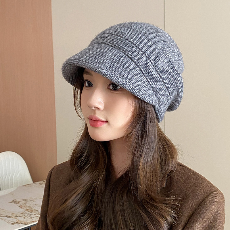 Gorro de punto para mujer otoño invierno cálido con orejeras_voghion.com