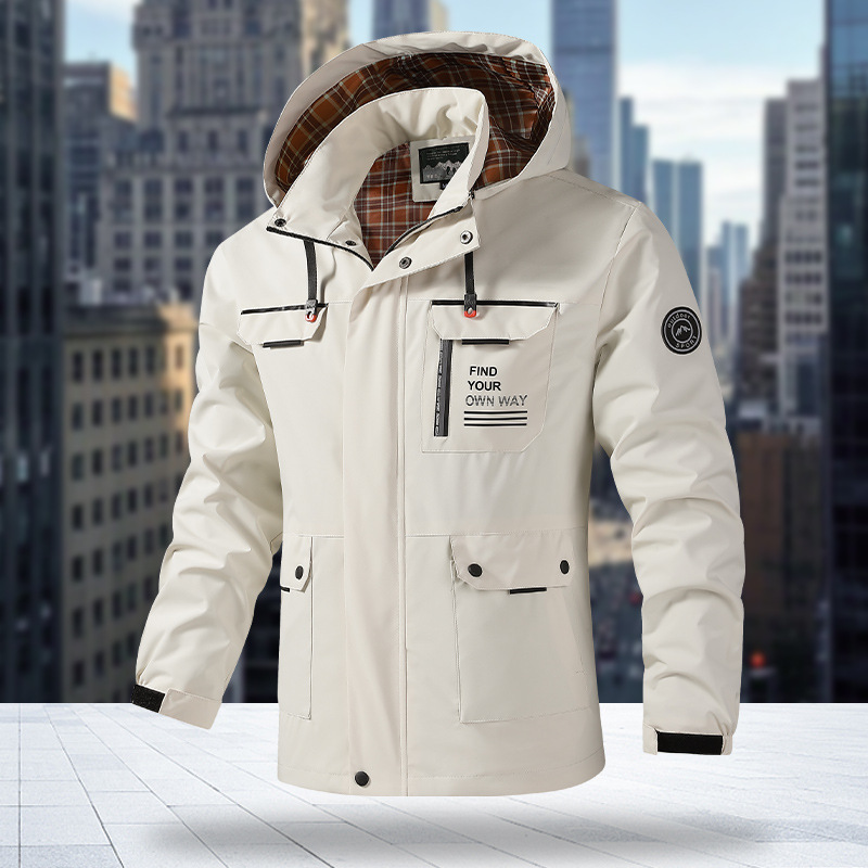 Cross-Border Export Men's Casual Jacket Parka Autumn New Hooded Jacket Men's Jacket Solid Color Outdoor Top Cross-Border Export Men's Casual Jacket Parka Autumn New Hooded Jacket Men's Jacket Solid Color Outdoor Top