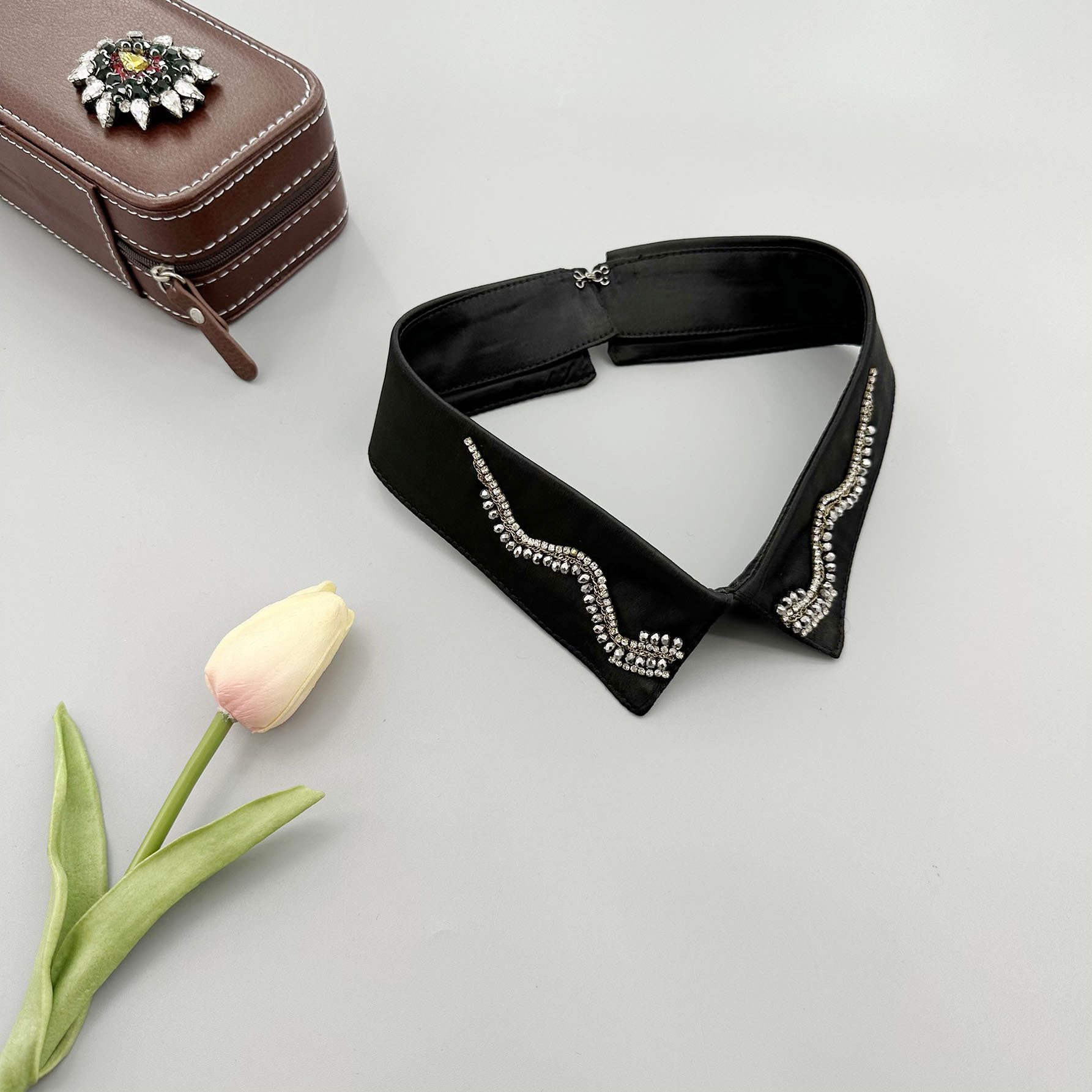 春季百搭假领水钻假领子女款衬衫假领子韩国装饰领衬衣白色领子