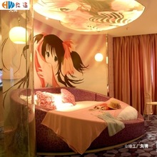 影吧圆床民宿家具轻奢酒店影咖宾馆电动人主卧水床情侣主题床