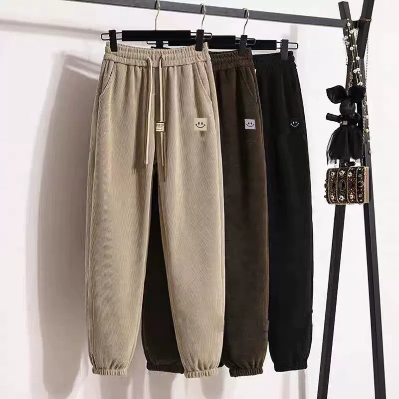 2025 осень и зима модные штаны для ног, свободные брюки с высокой талией, дикие женские тонкие, бархатные, толстые повседневные брюки