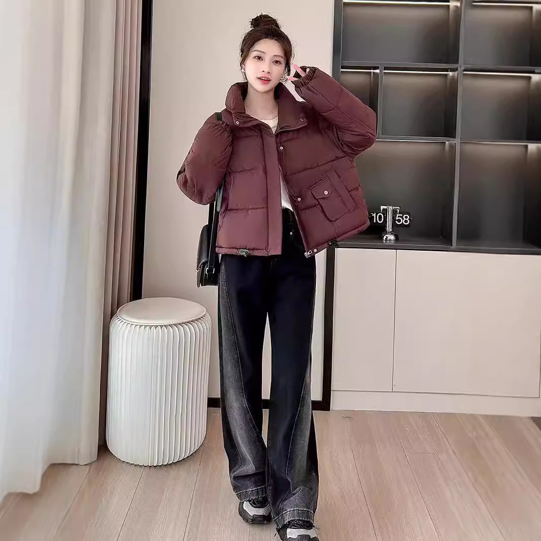 Ropa de algodón para mujeres 2024 invierno nueva ropa de algodón coreana collar corto suelto chaqueta de pan pequeño moda