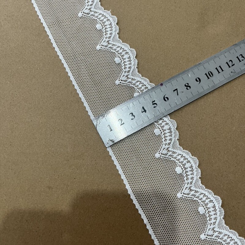 60 Popular Styles of Elastic Lace Trim in Stock, Black, Natural White, Bleached, Width 4-10cm