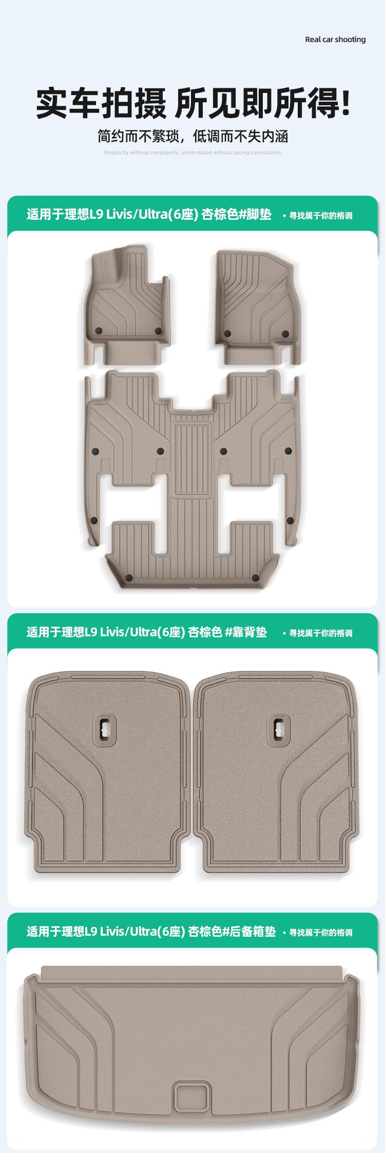 Suitable for 26 Models of Ideal L9 Livis/Ultra Cars, Tpe Car-Specific Floor Mats, Eco-Friendly Trunk Mats