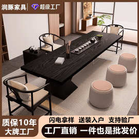 亚克力实木餐桌设计师工作台阳台茶桌茶几电脑桌茶水柜组合收纳
