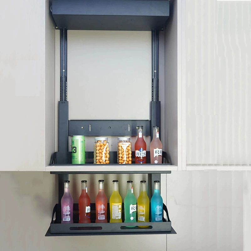 LD Kitchen Electric Lifting Cabinet Pull-Down Basket Drawer, Double-Layer Hidden Spice Rack