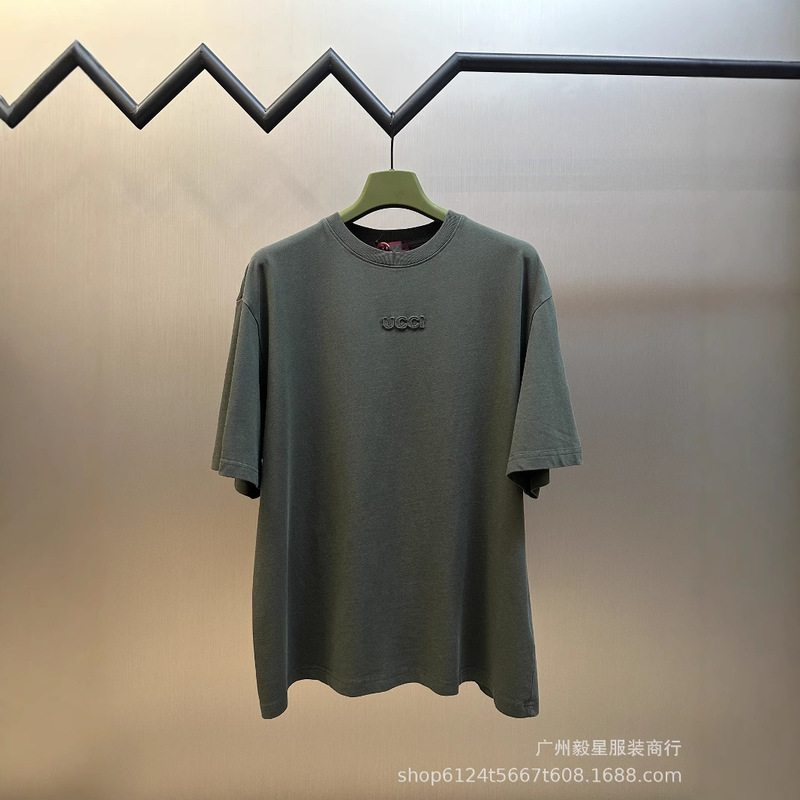 High version G home 25 spring new LOGO logo embroidery crew neck short sleeve OS loose Joker European and American men's and women's T-shirt