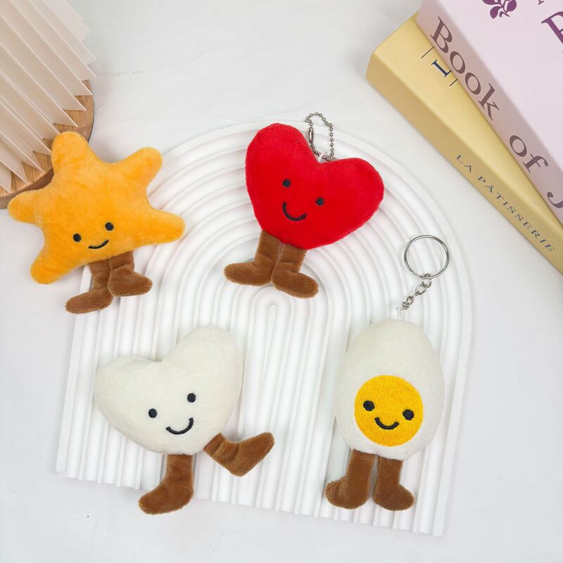 Cute Cartoon Plush Brooch Heart Egg Starfish Villain Brooch Student School Bag Pendant Decorative Accessories