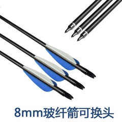 Manufacturer wholesale bow and arrow fiberglass arrow outdoor practice arrow 8MM replaceable head recurve bow traditional bow practice arrow
