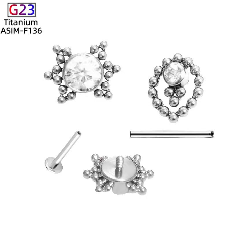 Pointed labret stud close-up product detail