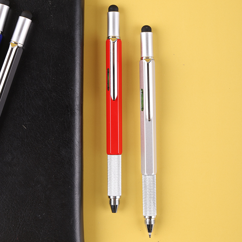 Medidor de nivel de escala Stylus Rotary multi-función herramienta de la pluma del metal suave bolígrafo