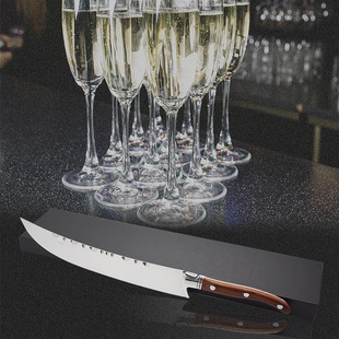Professional Grade Stainless Steel Champagne Knife with Wooden Handle Light Luxury Western Food Wine Opening Knife