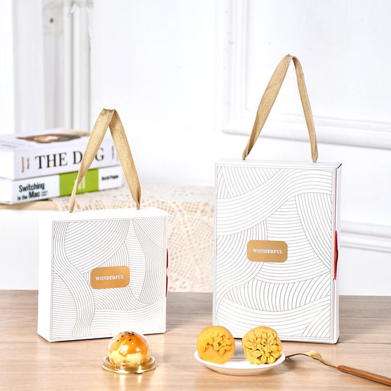 2024 Mid-Autumn Moon Cake Packaging Box 4/6 80g High-end Portable Flow Heart Ice Skin Egg Yolk Crisp New Box Gift Box