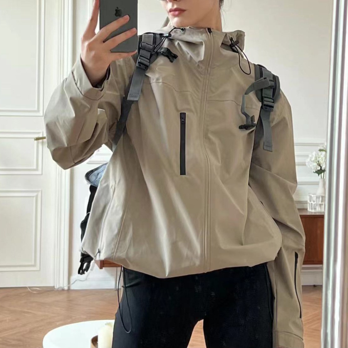 American Mountain Neutral Functional Hard Shell Outdoor Jacket Women's 2025 Early Spring Cycling Hiking Casual Loose Jacket