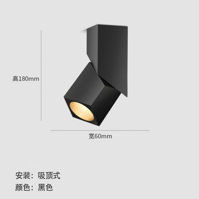 新型ledスポットライト調整可能な天井ランプの四角いリビングルームの玄関の背景壁、cobスポットライトにはメインランプがありません。|undefined